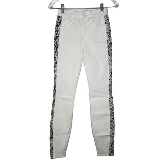 Good American White Skinny Jeans Women's Size 00 24 Snake Print Stripe - Picture 1 of 11